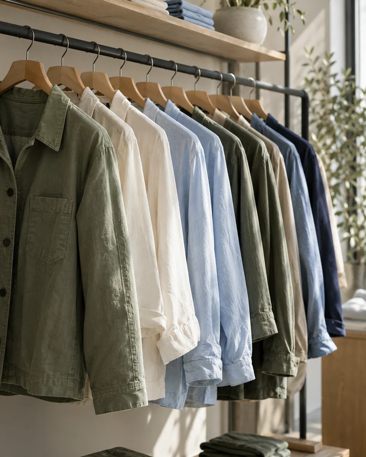 Garments on a clothing rack